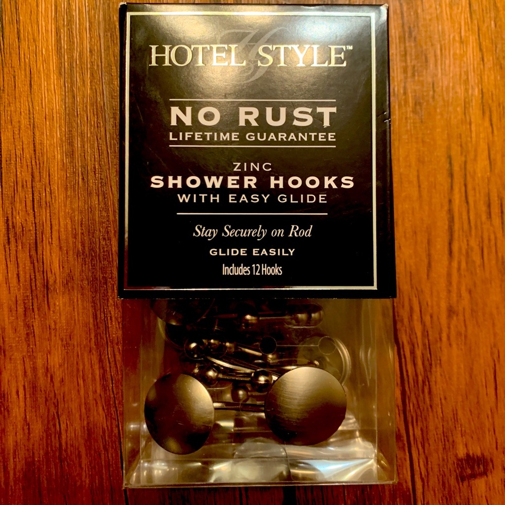 Hotel Style Shower Hooks Brushed Nickel Set of 12